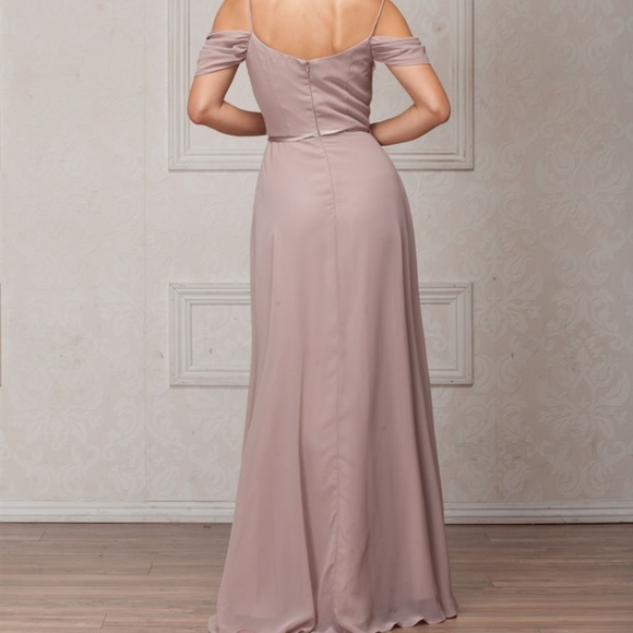 OFF THE SHOULDER PARTY PROM LONG DRESS AC824 CHAMP - Picture 3 of 5